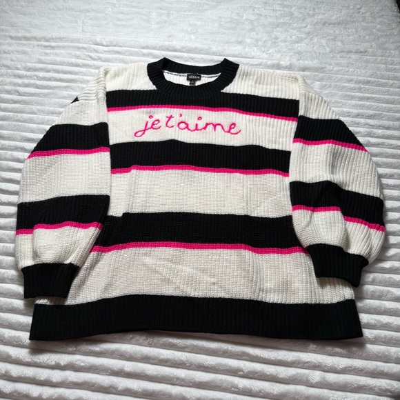 Torrid size 2 Striped Sweater with 'Je t'aime' Embroidery - Picture 1 of 11